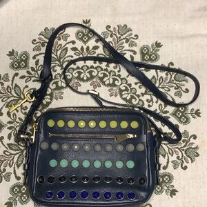 Fossil Stylish Navy Blue Studded Women's Crossbody Bag